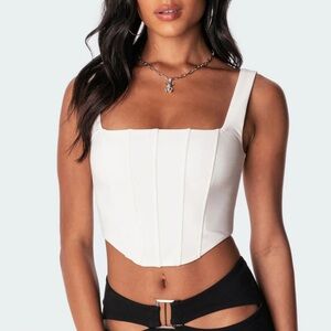 Edikted White Corset Tank Top